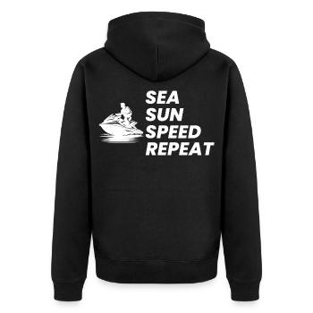 Lustige Jetski-Sommer-Geschwindigkeitswiederholung - Unisex Premium Bio Zip Hoodie - Schwarz - Hinten - Nico (187cm)