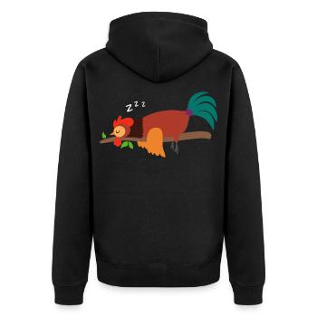 Rooster pajamas chicken pajamas sleepshirt gift - Unisex Premium Organic Zip Hoodie - black - Back - Nico (187cm)