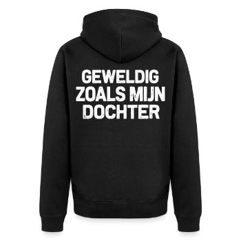 Großartig wie meine Tochter – schönes Geschenkhemd - Unisex Premium Bio Zip Hoodie - Schwarz - Hinten - Nico (187cm)