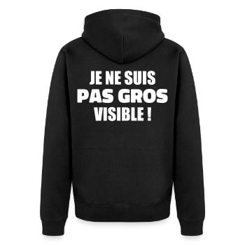 Humour : Je ne suis pas gros, je suis visible ! - Veste à capuche bio Premium Unisexe - noir - Dos - Nico (187cm)