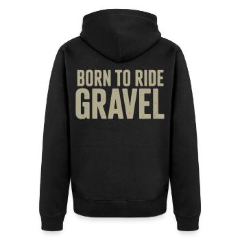 Born to Ride Gravel – Gravel Bike - Unisex Premium Organic Zip Hoodie - black - Back - Nico (187cm)