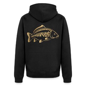 Carp Fish Minimalist Fishing Design - Unisex Premium Organic Zip Hoodie - black - Back - Nico (187cm)