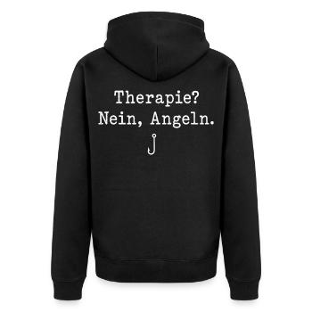 Therapie Nein Angeln Spruch Angelhaken Angler - Unisex Premium Bio Zip Hoodie - Schwarz - Hinten - Nico (187cm)