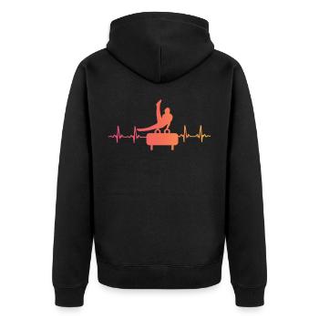 Gymnastik Sonnenuntergangs-Herzschlagturnerin - Unisex Premium Bio Zip Hoodie - Schwarz - Hinten - Nico (187cm)