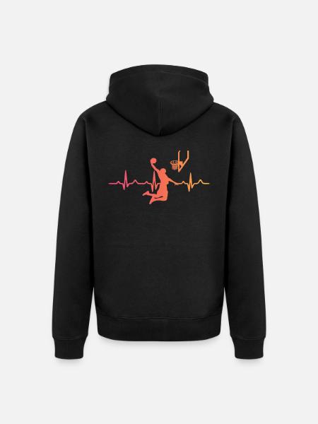 Basketball sunset heartbeat basketball - Unisex Premium Organic Zip Hoodie - black