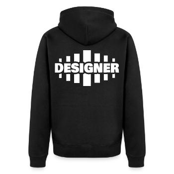 Designer als Job - Unisex Premium Bio Zip Hoodie - Schwarz - Hinten - Nico (187cm)