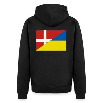 Dänemarkische Ukraine-Flagge – dänische und ukrainische Flagge - Unisex Premium Bio Zip Hoodie - Schwarz - Hinten - Nico (187cm)