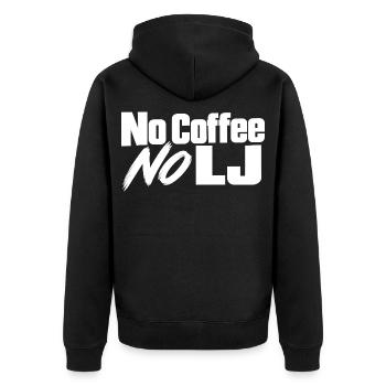 Veranstaltungstechnik No Coffee No LJ - Unisex Premium Bio Zip Hoodie - Schwarz - Hinten - Nico (187cm)
