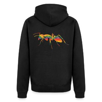Farbige Ameise - Unisex Premium Bio Zip Hoodie - Schwarz - Hinten - Nico (187cm)