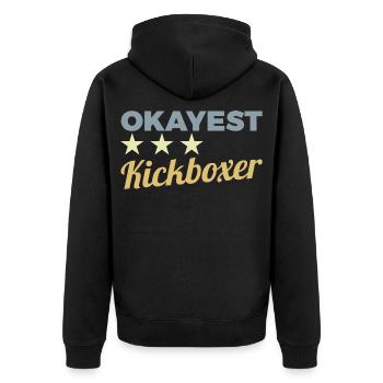 Lustiger Kickboxer - Unisex Premium Bio Zip Hoodie - Schwarz - Hinten - Nico (187cm)