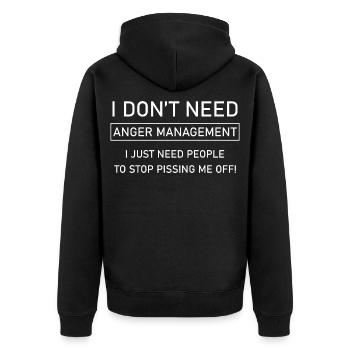 Je n’ai pas besoin de gérer ma colère - Veste à capuche bio Premium Unisexe - noir - Dos - Nico (187cm)