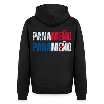 Panamaische Flagge, panamaischer Stolz - Unisex Premium Bio Zip Hoodie - Schwarz - Hinten - Nico (187cm)