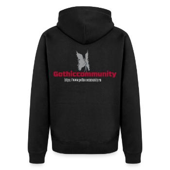 Logo_mit_Engel_und_Adresse - Veste à capuche bio Premium Unisexe - noir - Dos - Nico (187cm)
