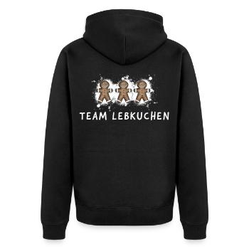Équipe pain d’épices – Biscuits sucrés sucrés - Veste à capuche bio Premium Unisexe - noir - Dos - Nico (187cm)