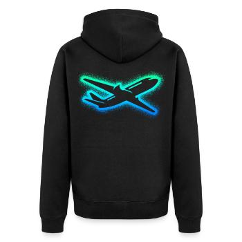 Flugzeug Flieger Kinder Herren Jungen Pilot - Unisex Premium Bio Zip Hoodie - Schwarz - Hinten - Nico (187cm)