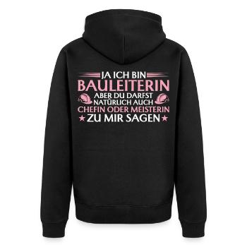 Chef de construction ou maître constructeur - Constructeur - Veste à capuche bio Premium Unisexe - noir - Dos - Nico (187cm)