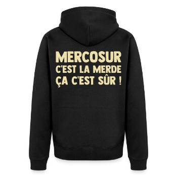 Mercosur Farmer Breeder Agriculture - Unisex Premium Organic Zip Hoodie - black - Back - Nico (187cm)