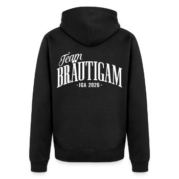 Team Bräutigam JGA 2026 Junggesellenabschied - Unisex Premium Bio Zip Hoodie - Schwarz - Hinten - Nico (187cm)