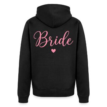 Bride Braut Hochzeit JGA Kalligrafie - Unisex Premium Bio Zip Hoodie - Schwarz - Hinten - Nico (187cm)