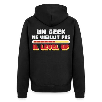 Geek Cadeau humour personnalisé - Veste à capuche bio Premium Unisexe - noir - Dos - Nico (187cm)