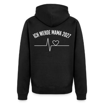 Ich werde Mama 2027 Herzschlag - Unisex Premium Bio Zip Hoodie - Schwarz - Hinten - Nico (187cm)