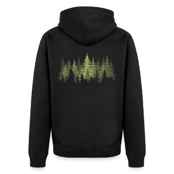 Wald Bäume Wandern Outdoor Natur Camping - Unisex Premium Bio Zip Hoodie - Schwarz - Hinten - Nico (187cm)