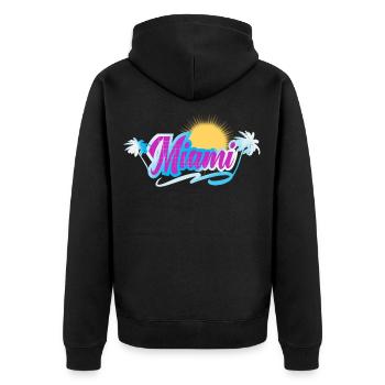 Miami - Unisex Premium Bio Zip Hoodie - Schwarz - Hinten - Nico (187cm)