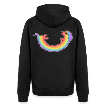 Rainbow dog. Colored dog. Rainbow dog * - Unisex Premium Organic Zip Hoodie - black - Back - Nico (187cm)