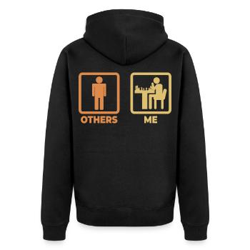Ich als Schachspieler - Unisex Premium Bio Zip Hoodie - Schwarz - Hinten - Nico (187cm)
