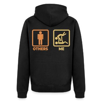 Judo Strichmännchen - Unisex Premium Bio Zip Hoodie - Schwarz - Hinten - Nico (187cm)