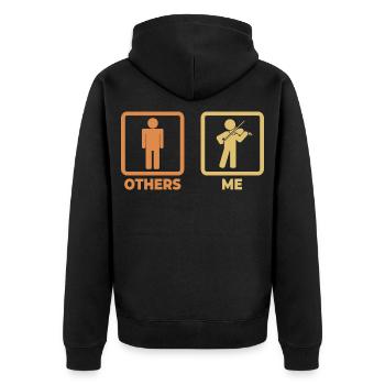 Violinist Strichfigur - Unisex Premium Bio Zip Hoodie - Schwarz - Hinten - Nico (187cm)