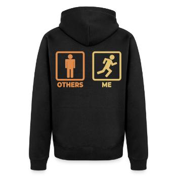 Läufer Strichfiguren - Unisex Premium Bio Zip Hoodie - Schwarz - Hinten - Nico (187cm)