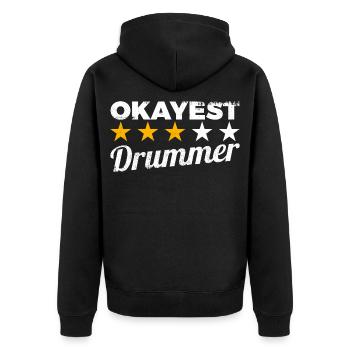 Okayest Drummer - Unisex Premium Bio Zip Hoodie - Schwarz - Hinten - Nico (187cm)