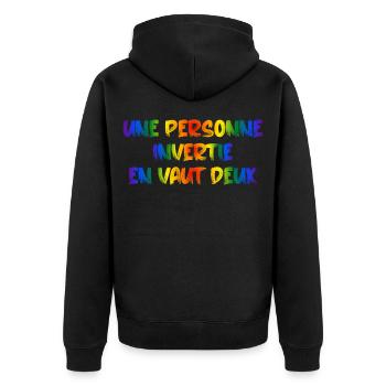 Une personne invertie en vaut deux - Veste à capuche bio Premium Unisexe - noir - Dos - Nico (187cm)