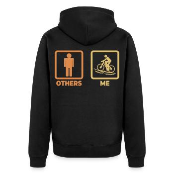 Mountainbiker Strichmännchen - Unisex Premium Bio Zip Hoodie - Schwarz - Hinten - Nico (187cm)