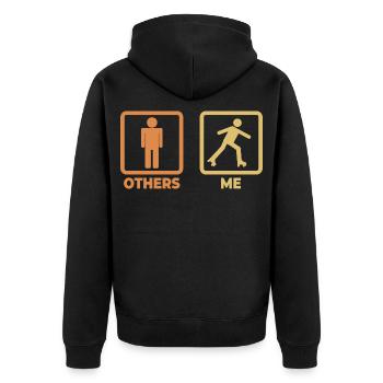 Rollschuhläufer Strichmännchen - Unisex Premium Bio Zip Hoodie - Schwarz - Hinten - Nico (187cm)