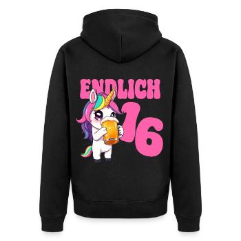 Bière Licorne Enfin 16 ans Anniversaire Alcool - Veste à capuche bio Premium Unisexe - noir - Dos - Nico (187cm)