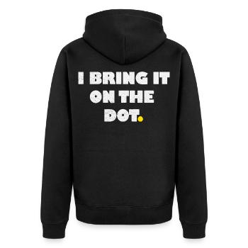 I bring it on the dot lustiges Denglisch - Unisex Premium Organic Zip Hoodie - black - Back - Nico (187cm)