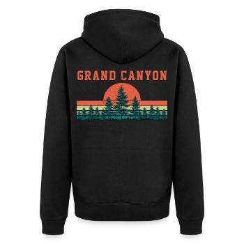 Retro Vintage Grand Canyon Nationalpark - Unisex Premium Bio Zip Hoodie - Schwarz - Hinten - Nico (187cm)