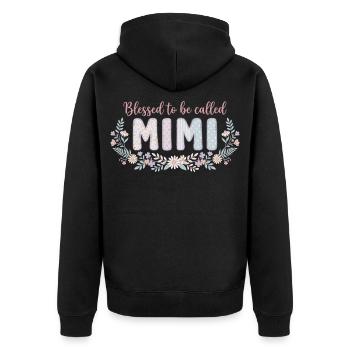 Mimi Granny Flowers Gift Cute Grandma - Unisex Premium Organic Zip Hoodie - black - Back - Nico (187cm)