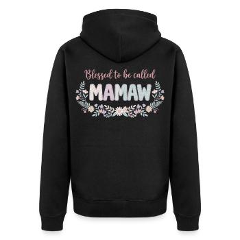 Mamaw Granny Flowers Gift Cute Grandma - Unisex Premium Organic Zip Hoodie - black - Back - Nico (187cm)