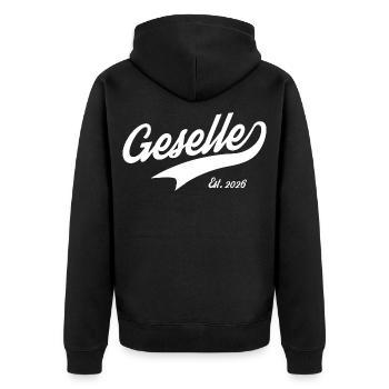 Geselle Est 2026 Gesellenprüfung Bestanden Prüfung - Unisex Premium Bio Zip Hoodie - Schwarz - Hinten - Nico (187cm)