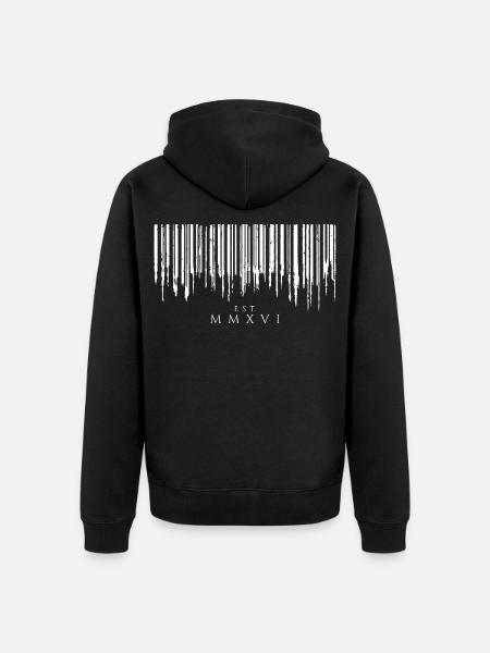 Barcode Tropfen White Est. MMXVI - Unisex Premium Bio Zip Hoodie - Schwarz