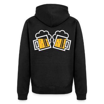 2 Bayrische Bierkrüge Prosten (Bier / NEG 2C) - Unisex Premium Bio Zip Hoodie - Schwarz - Hinten - Nico (187cm)