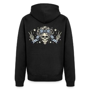 Skull with Plaid Band - Unisex Premium Organic Zip Hoodie - black - Back - Nico (187cm)
