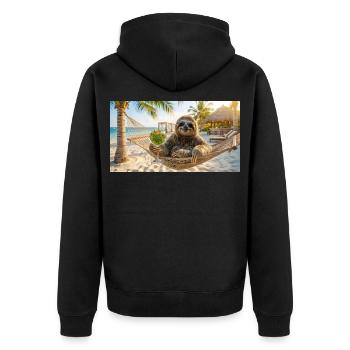 Trägheit nimmt die Happy Hour schön und langsam - Unisex Premium Bio Zip Hoodie - Schwarz - Hinten - Nico (187cm)