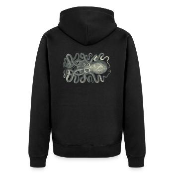 Oktopus - Unisex Premium Bio Zip Hoodie - Schwarz - Hinten - Nico (187cm)