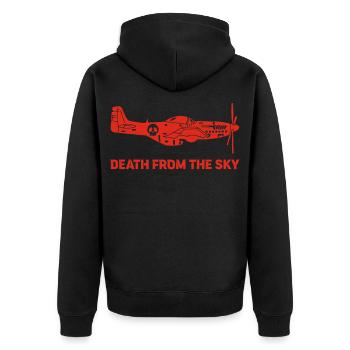 Vintage Fighter Plane (Red) - Unisex Premium Organic Zip Hoodie - black - Back - Nico (187cm)