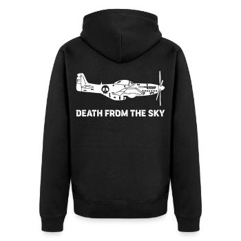 Vintage Fighter Plane (White) - Unisex Premium Organic Zip Hoodie - black - Back - Nico (187cm)