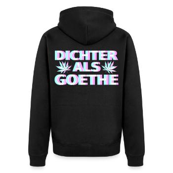 Cannabis Goethe - Unisex Premium Bio Zip Hoodie - Schwarz - Hinten - Nico (187cm)